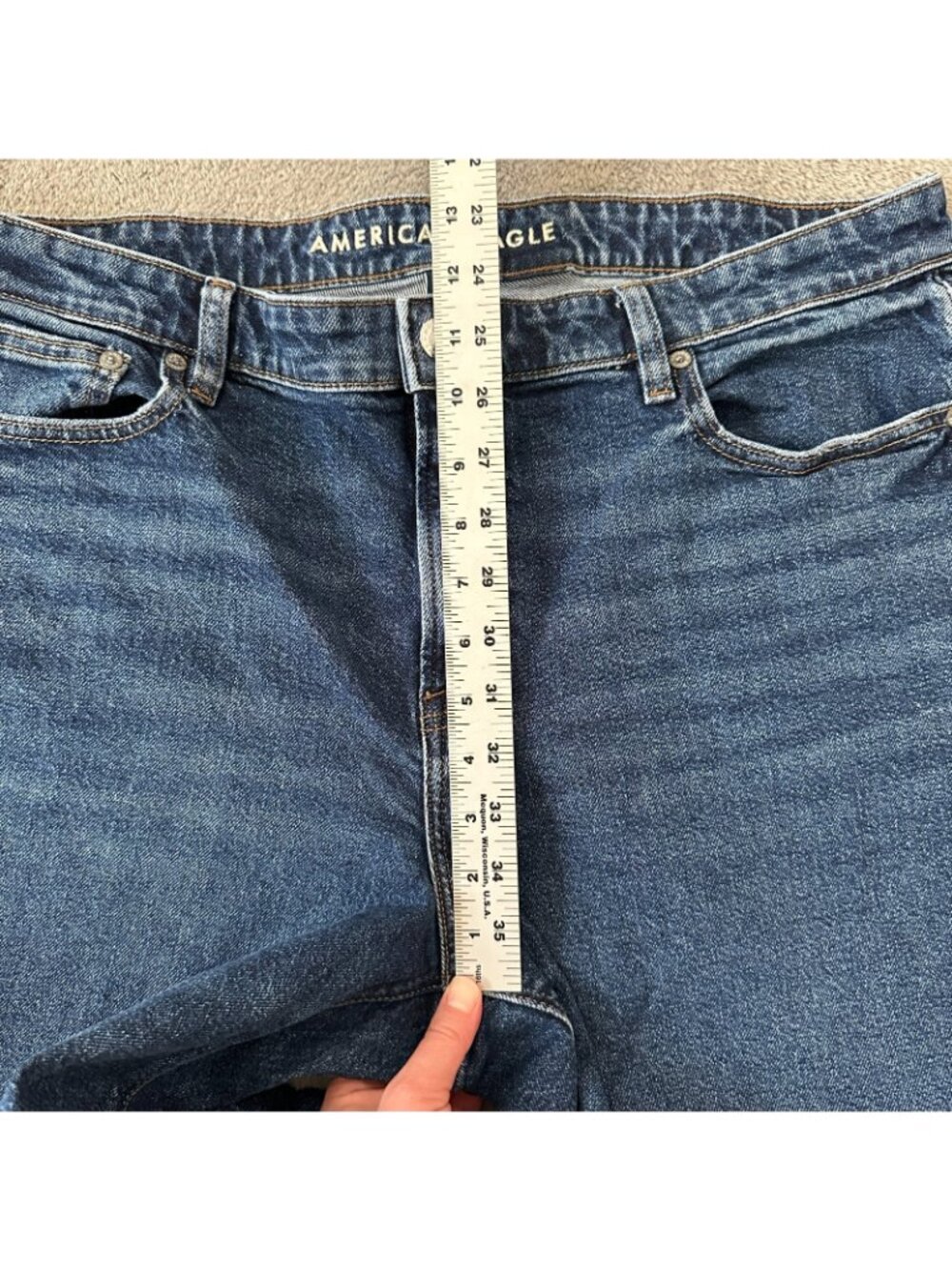 American Eagle Stovepipe Wide Leg Dark Wash Jeans Women's size 16 Regular 2025 - Picture 7 of 9